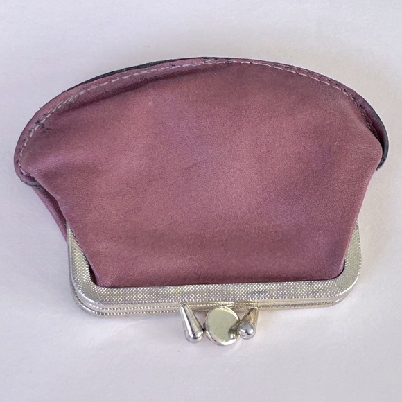 💥RARE💥1930s Antique Double Pocket Unique Kiss Lock Stamped Cowhide Coin Purse - Picture 7 of 10